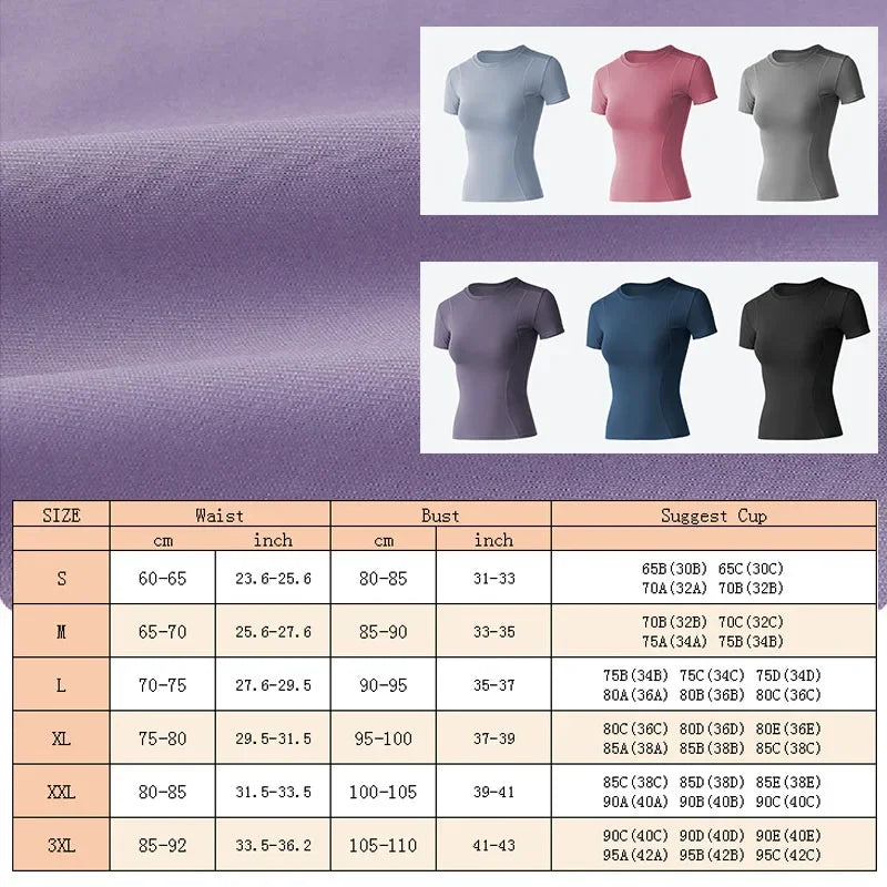 Camiseta Fitness Aiithuug - Manga Curta, Seca Rápida para Yoga e Corrida