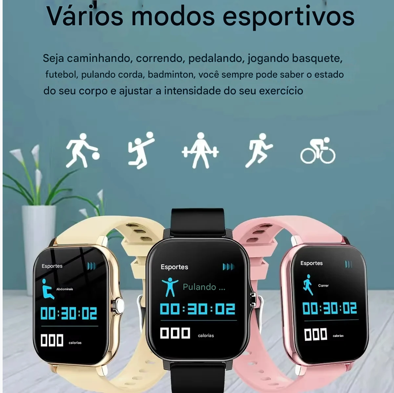 ActiveFit - Smartwatch Bluetooth com Monitor de Frequência Cardíaca